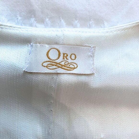 ORO WHITE GAUZY RED EMBROIDERY BIB MIDI KAFTAN DRESS - OS - Picture 5 of 8